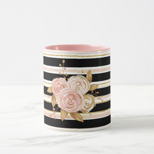 Watercolor Gold Rose Muster Tasse (Zentrum)