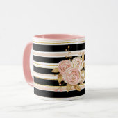 Watercolor Gold Rose Muster Tasse (Vorderseite Links)