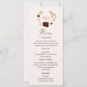 Watercolor Gold Rote Rosen Hochzeitmenü-Karte Einladung (Vorderseite)