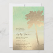 Watercolor Gold Sand Palm Tree Boho Foto Hochzeit Einladung (Vorderseite)