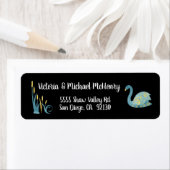 Watercolor Gold Schwänze Adressetiketten (Insitu)