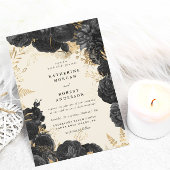 Watercolor Gold schwarze Rose Hochzeit Einladung