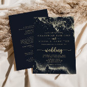 Watercolor Gold Splash Front & Back Wedding Einladung