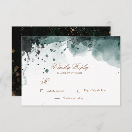 Watercolor Gold | UAWG Response Card RSVP Karte (Vorne/Hinten)