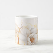 Watercolor Gold Weiße Blume Kaffeetasse (Mittel)