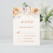Watercolor Gold White Roses RSVP Karte (Stehend Vorderseite)