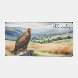 Watercolor Golden Eagle & Mountains Personalized Schreibtischunterlage