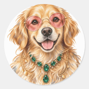 Watercolor Golden Retriever Hund Aufkleber Süßes