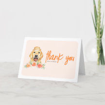 Watercolor Golden Retriever Peach Flowers Birthday