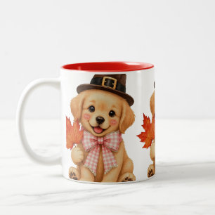 Watercolor Golden Retriever Welpe Fleece Zweifarbige Tasse