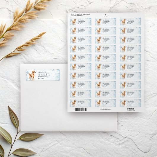 Watercolor Golden Retriever Winter Holiday Card