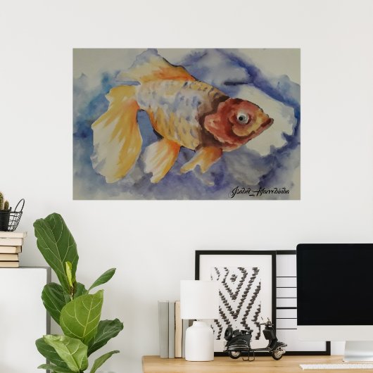 WATERCOLOR GOLDFISH POSTER (Heimbüro)