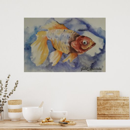 WATERCOLOR GOLDFISH POSTER (Küche)
