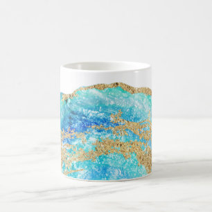 *~* Watercolor-GoldGlitzer Geode Felsen-Achat Kaffeetasse