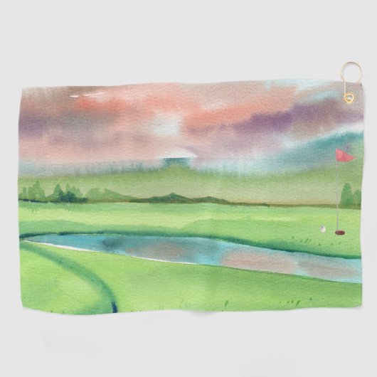 Watercolor Golf Golfhandtuch (Horizontal)