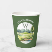 Watercolor Golf Oriented Course Cart Pappbecher (Vorderseite)