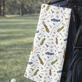 Watercolor Golf Pattern Golf Towel | Golf Gift Golfhandtuch