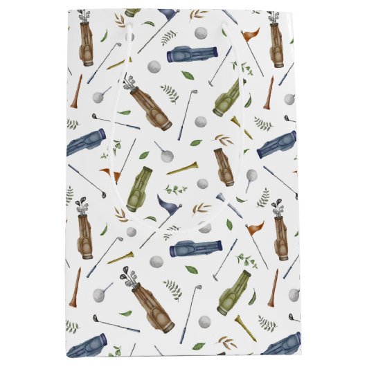 Watercolor Golf Pattern Mittlere Geschenktüte (Vorderseite)