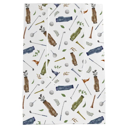 Watercolor Golf Pattern Mittlere Geschenktüte (Rückseite)
