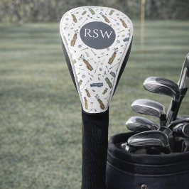 Watercolor Golf Pattern Monogram  Golf Headcover
