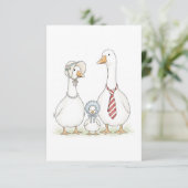 Watercolor Goose Baby Shower Plates Dankeskarte (Stehend Vorderseite)