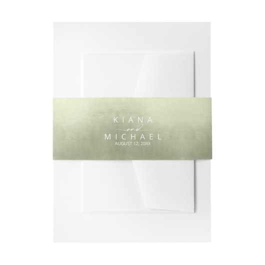 Watercolor Gradient Wedding Sage Green ID786 Einladungsbanderole (Vorderseite Beispiel)