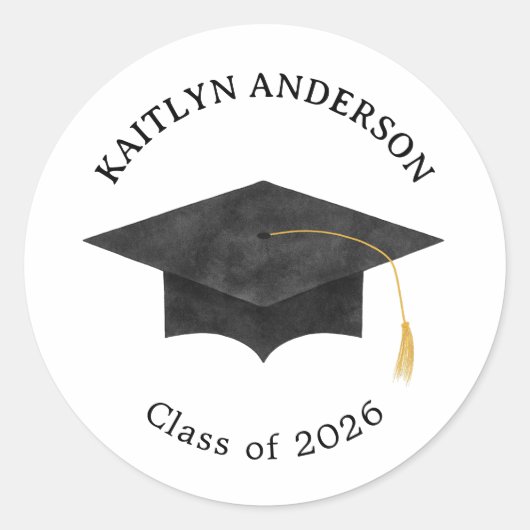 Watercolor Graduation Cap Grad Sticker (Vorderseite)