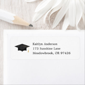 Watercolor Graduation Cap Return Address