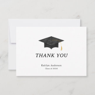 Watercolor Graduation Cap Thank You Card