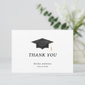 Watercolor Graduation Cap Thank You Card (Stehend Vorderseite)