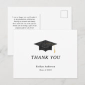 Watercolor Graduation Cap Thank You Postcard Postkarte (Vorne/Hinten)