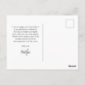 Watercolor Graduation Cap Thank You Postcard Postkarte (Rückseite)