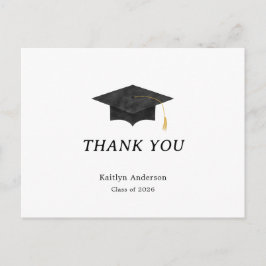 Watercolor Graduation Cap Thank You Postcard Postkarte