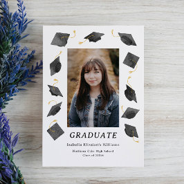 Watercolor Graduation Caps Grad Announcement Card Ankündigung