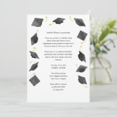 Watercolor Graduation Caps Grad Party Invitation Ankündigung (Stehend Vorderseite)