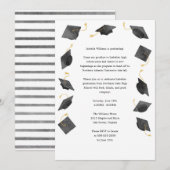 Watercolor Graduation Caps Grad Party Invitation Ankündigung (Vorne/Hinten)