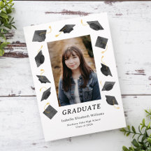 Watercolor Graduation Caps Grad Party Invitation