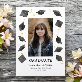 Watercolor Graduation Caps Multiple Photo Grad Ankündigung