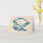 Watercolor Graduierung Cap Gratulationen Design Karte (Gelbe Blume)