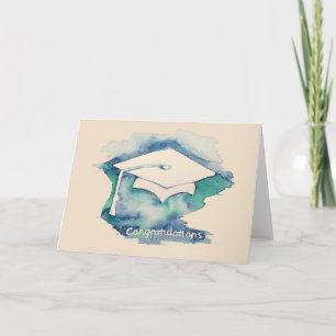 Watercolor Graduierung Cap Gratulationen Design Karte