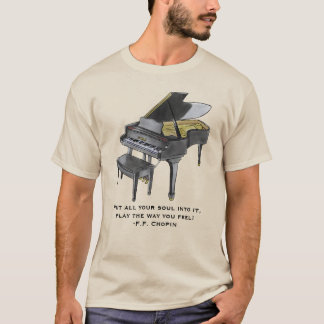 Watercolor Grand Piano  Illustration Chopin Quote  T-Shirt