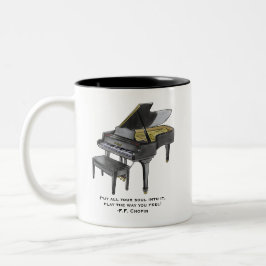 Watercolor Grand Piano  Illustration Chopin Quote  Zweifarbige Tasse