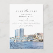 Watercolor Grand Rapids Michigan City Skyline Postkarte (Vorderseite)