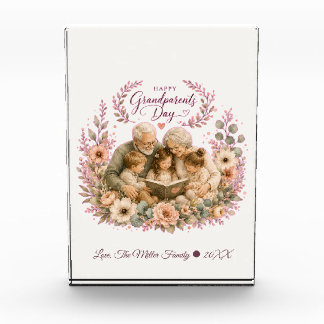Watercolor Grandparents Day / Abuelos Floral Fotoblock