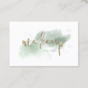 Watercolor Grau-Jade und Gold-Makeup Visitenkarte