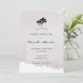 Watercolor Grau Piano Erwägung Einladung (Stehend Vorderseite)