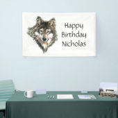 Watercolor Graue Wolf Logo Individuelle Name Wölfe Banner (Messeveranstaltung)