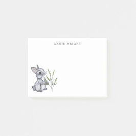 Watercolor Gray Baby Bunny Personalisiert Statione Post-it Klebezettel