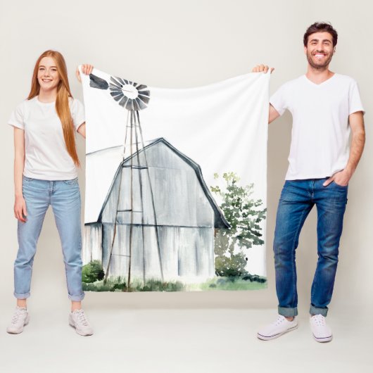 Watercolor Gray Barn Fleecedecke (Beispiel)