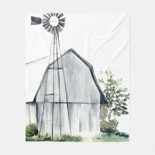 Watercolor Gray Barn Fleecedecke (Vorderseite)